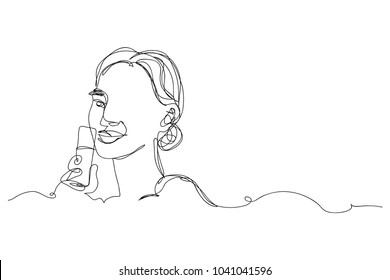 continuous line drawing of women making up Beauty fashion ideas vector illustrations