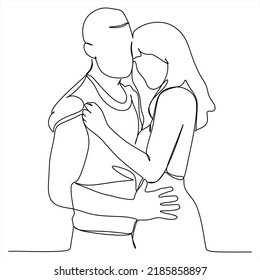 Continuous line drawing of women and men in love