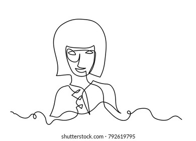 continuous line drawing of the women on International Women's Day card.