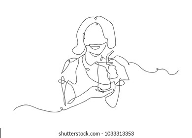 continuous line drawing of women vector illustration