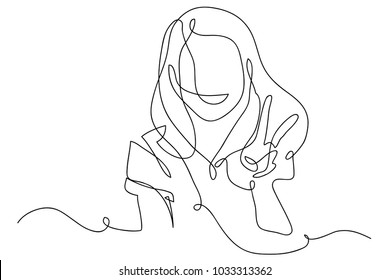 continuous line drawing of women vector illustration