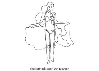 continuous line drawing of women vector illustration
