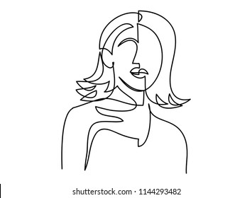 continuous line drawing of women vector illustration of beauty portrait.
Fashion hairstyle with the ladies beauty.
Vector illustrations Hand drawn