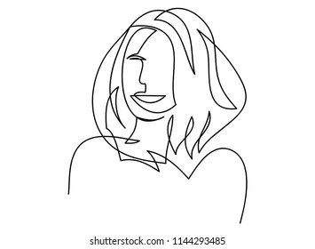 continuous line drawing of women vector illustration of beauty portrait.
Fashion hairstyle with the ladies beauty.
Vector illustrations Hand drawn