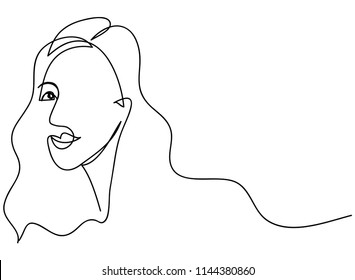 continuous line drawing of women vector illustration of beauty portrait.
Fashion hairstyle with the ladies beauty.
Vector illustrations Hand drawn