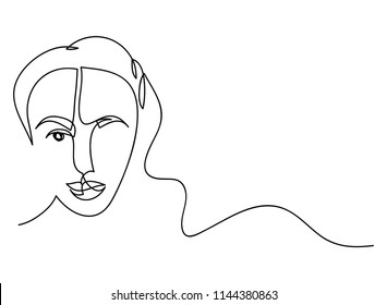 continuous line drawing of women vector illustration of beauty portrait.
Fashion hairstyle with the ladies beauty.
Vector illustrations Hand drawn