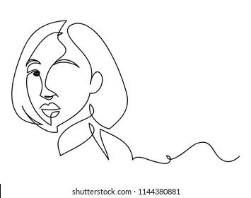 continuous line drawing of women vector illustration of beauty portrait.
Fashion hairstyle with the ladies beauty.
Vector illustrations Hand drawn