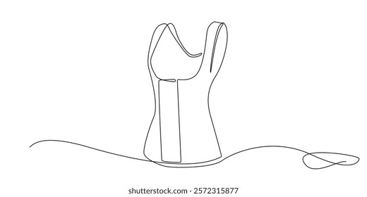 continuous line drawing of women's corset.one line drawing of corset clothing for women.single line vector illustration.isolated white background