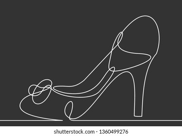 Continuous line drawing of women's high heel shoes.