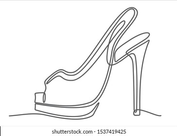 Continuous line drawing of women's high heel shoes.