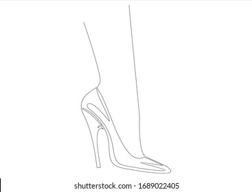 Dibujo continuo de zapatos de tacón altos para mujeres.