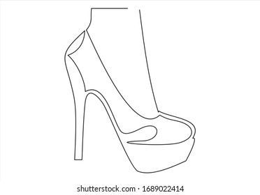Continuous line drawing of women's high heel shoes.
