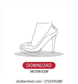 Dibujo continuo de zapatos de tacón altos para mujeres.