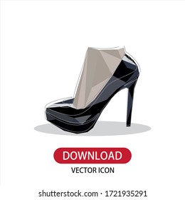 Continuous line drawing of women's high heel shoes.