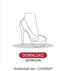 Dibujo continuo de zapatos de tacón altos para mujeres.