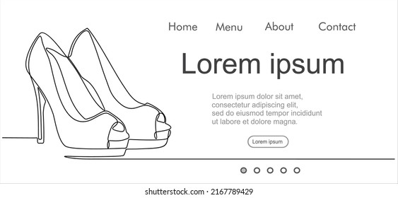 Kontinuierliche Linienzeichnung von Frauenschuhen. Kann für Logo, Emblem, Diashow und Banner verwendet werden. Illustration mit Angebotsvorlage. 
