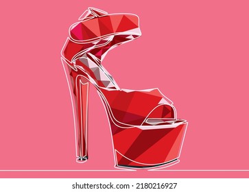 Continuous line drawing of women's high heel shoes.