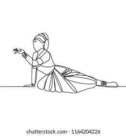 continuous line drawing. women's Indian dance.