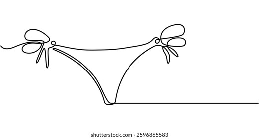  Continuous line drawing of women's panties. Single line drawing of women's panties. Line art women's panties. Vector illustration, Continuous Line Drawing of Underwear Icon. Hand Drawn Symbol Vector.