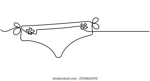  Continuous line drawing of women's panties. Single line drawing of women's panties. Line art women's panties. Vector illustration, Continuous Line Drawing of Underwear Icon. Hand Drawn Symbol Vector.
