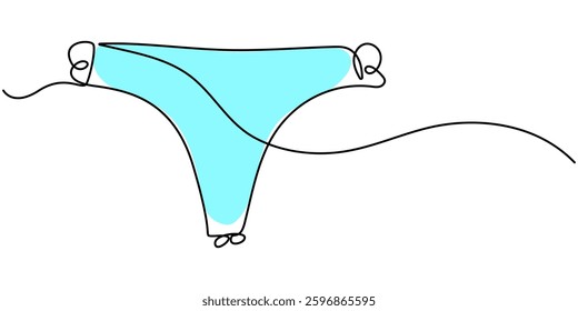  Continuous line drawing of women's panties. Single line drawing of women's panties. Line art women's panties. Vector illustration, Continuous Line Drawing of Underwear Icon. Hand Drawn Symbol Vector.