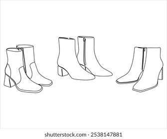 Continuous line drawing of women's shoes. Hand drawn without artificial intelligence.