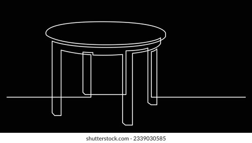 dibujo de línea continua de la mesa redonda de madera