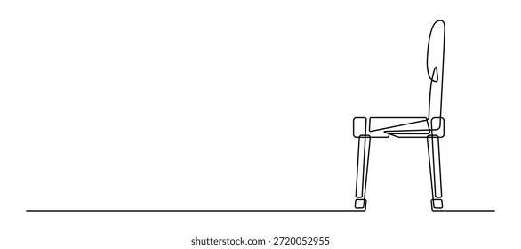 Continuous line drawing of wooden chair furniture minimalist vector illustration