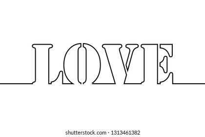 Continuous Line Drawing Word Love Logo Stock Vector (Royalty Free ...