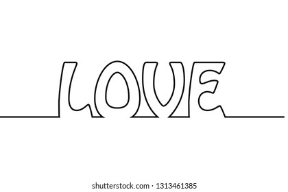 Continuous Line Drawing Word Love Logo Stock Vector (Royalty Free ...