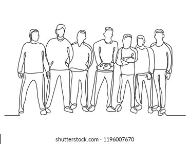 Continuous Line Drawing Work Team Standing Stock Vector (royalty Free 