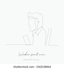 continuous line drawing. worker front view. simple vector illustration. worker front view concept hand drawing sketch line.