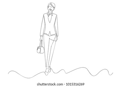 continuous line drawing of working women fashion vector illustrations.