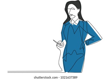 continuous line drawing of working women fashion vector illustrations.