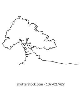 Continuous line drawing of a world environment day concept: Nature tree vector illustration