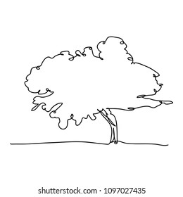 Continuous line drawing of a world environment day concept: Nature tree vector illustration