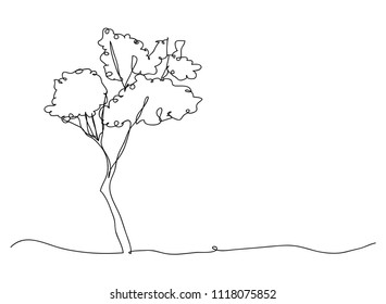 Continuous line drawing of a world environment day concept: Nature tree vector illustration