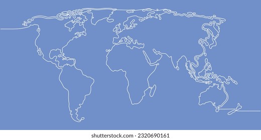 Continuous line drawing of world globes earth. Globe similar world map icon. map silhouette backdrop for Education, Travel worldwide, infographics, Science,  isolated on white background