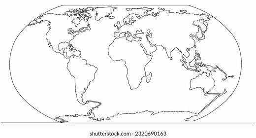 Continuous line drawing of world globes earth. Globe similar world map icon. map silhouette backdrop for Education, Travel worldwide, infographics, Science isolated on white background