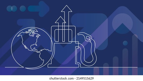 Continuous Line Drawing Of World Planet With Gas High Prices Icon