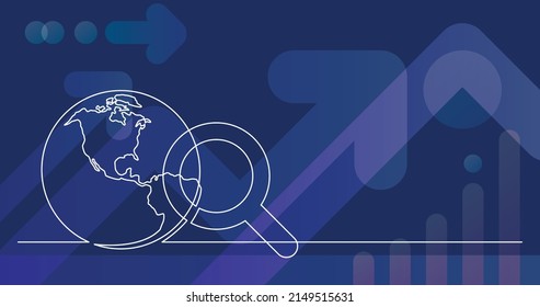fortlaufende Linienzeichnung des Planeten mit Blick auf das Suchsymbol