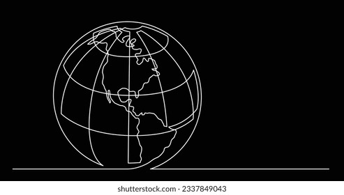 continuous line drawing of world planet earth