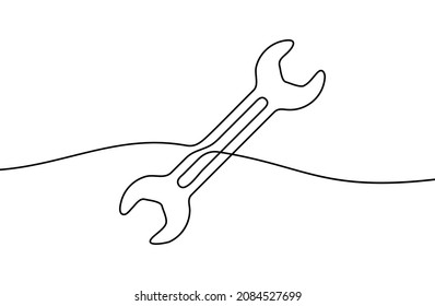 Dibujo continuo de la llave. Icono lineal de llave. Fondo de dibujo de una línea. Ilustración vectorial. Icono de línea continua de llave.