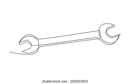 Continuous line drawing of wrench. Wrench linear icon