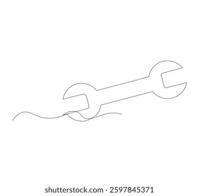 continuous line drawing Wrench on white background. Vector illustration. Flat design for business finance marketing banking advertising concept.