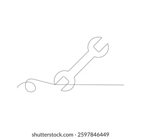 continuous line drawing Wrench on white background. Vector illustration. Flat design for business finance marketing banking advertising concept.