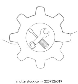 
dibujo de línea continua de la ilustración del vector llave inglesa