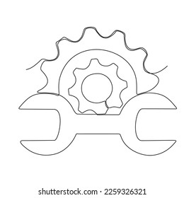 
dibujo de línea continua de la ilustración del vector llave inglesa