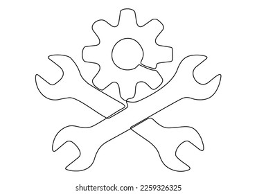 
continuous line drawing of wrench vector illustration