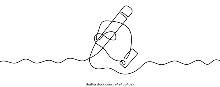 Continuous line drawing of writing hand. One line drawing background. Vector illustration. Single line hand with ballpoint pen icon.